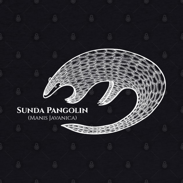 Pangolin with Common and Latin Names - dark blue and white animal design by Green Paladin